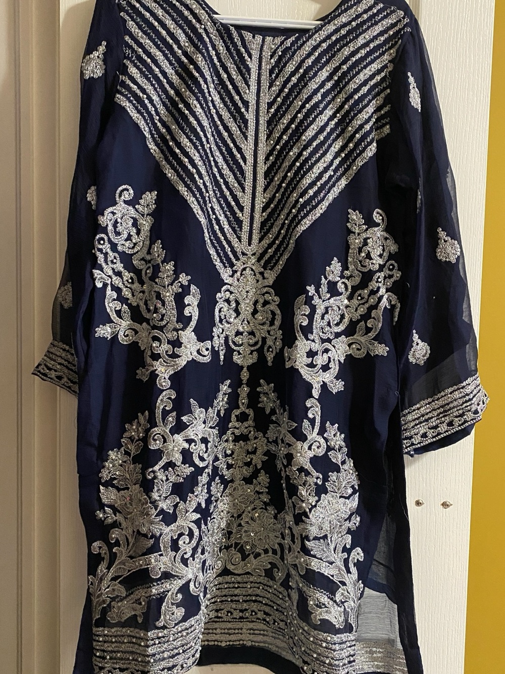 BRAND NEW Navy Blue Embroidered 3-Piece Sharara Kameez Suit
